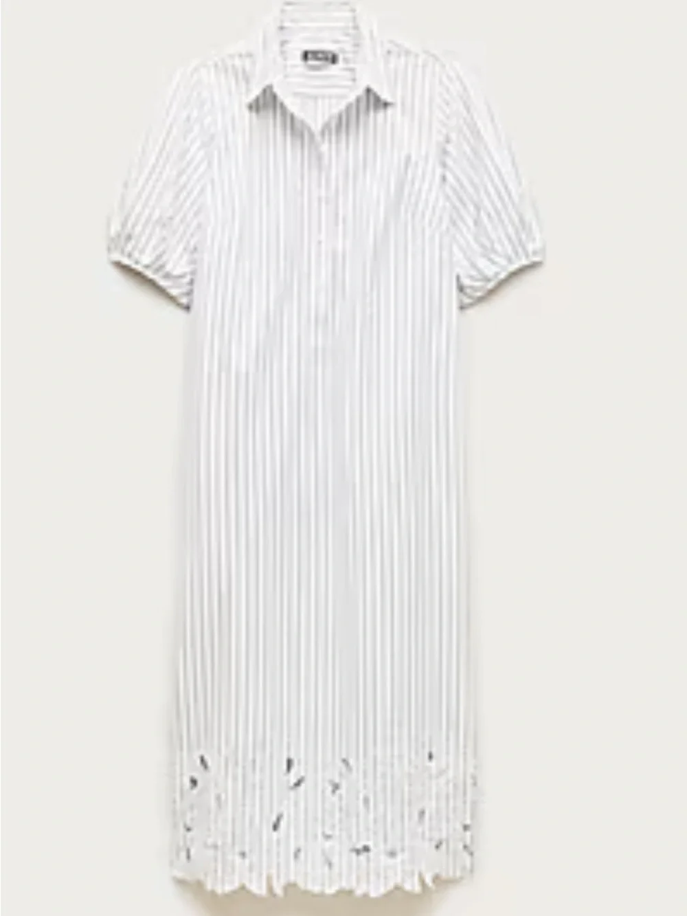 Cotton poplin shirtdress embroidered flowers 16 tall